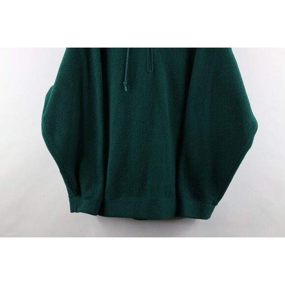 Vinage 90s Gap Mens Large Faded Blank Baggy Fit Fleece Hoodie Sweatshirt Green - Picture 3 of 11